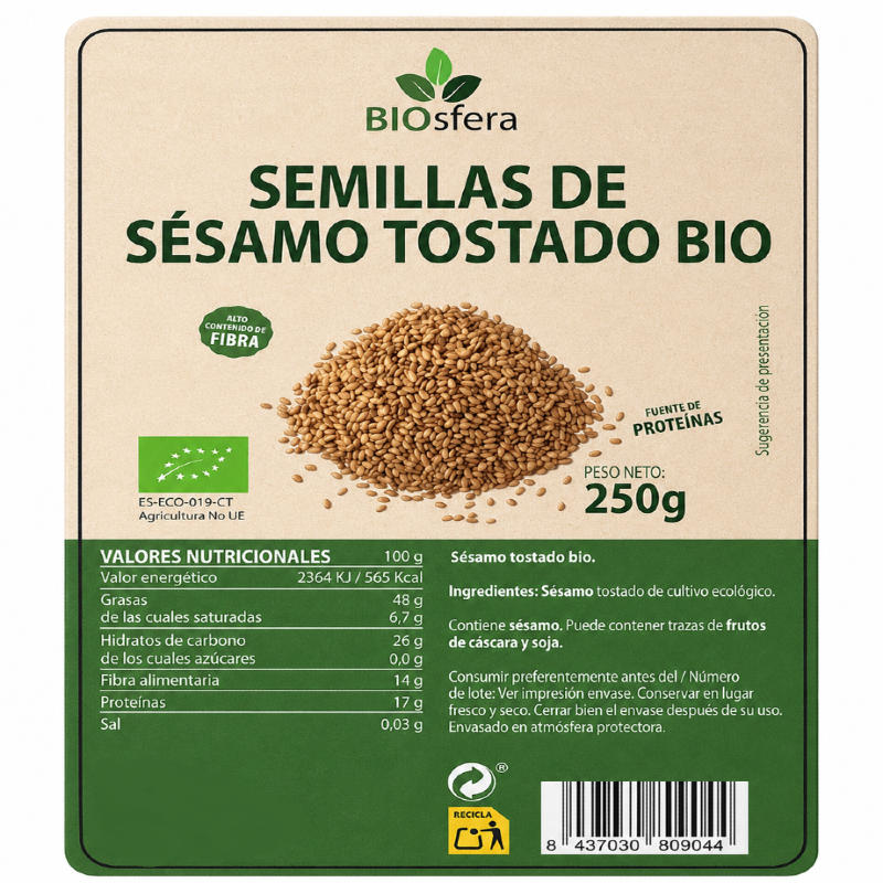 BIOSFERA SEMILLAS SESAMO TOSTADO S/G BIO 250 GR
