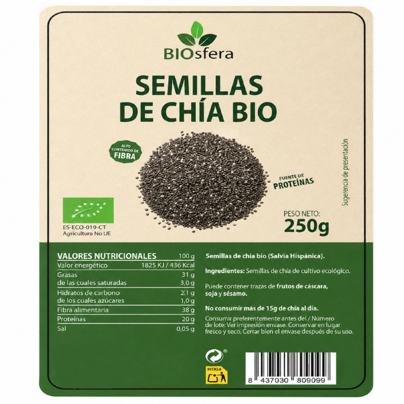 BIOSFERA SEMILLAS CHIA S/G BIO 250 GR