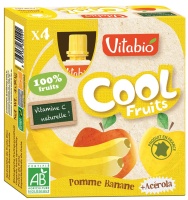 VITABIO COOL FRUITS MANZANA PLATANO BIO. 4X90GR